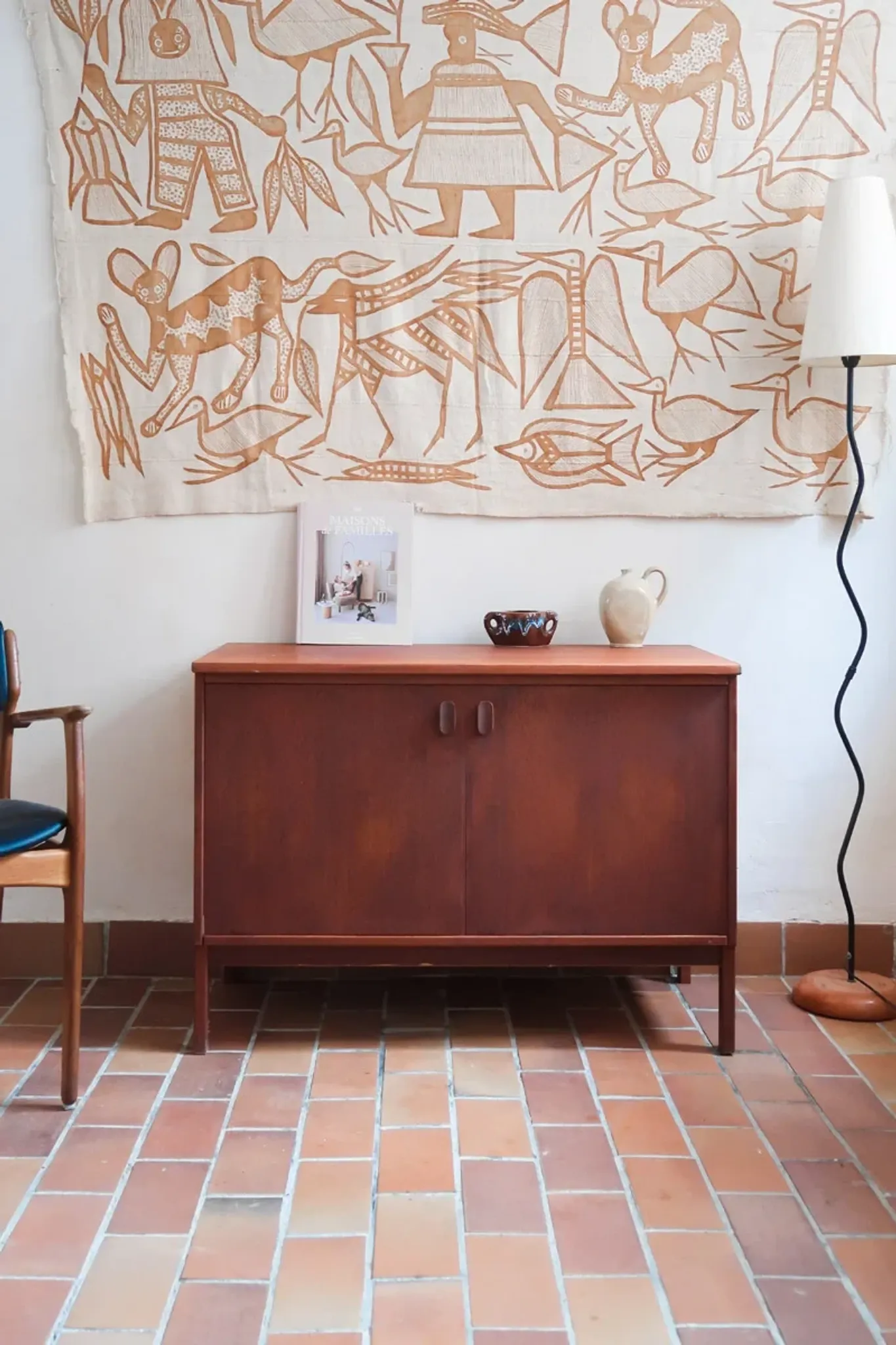 Small Ulferts teak sideboard from the 1960s with integrated handles.