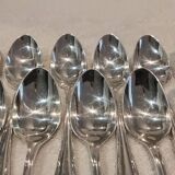 12 silver plated dessert spoons, Argental art deco goldsmith