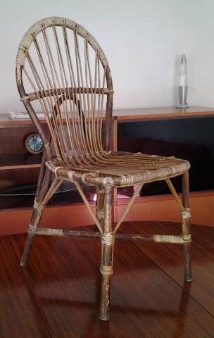 Chaise en bambou et rotin Audoux Minnet Golf Juan des années 50