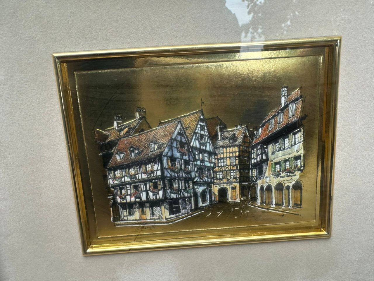 Old chromolithograph relief tableau from the 1970s.