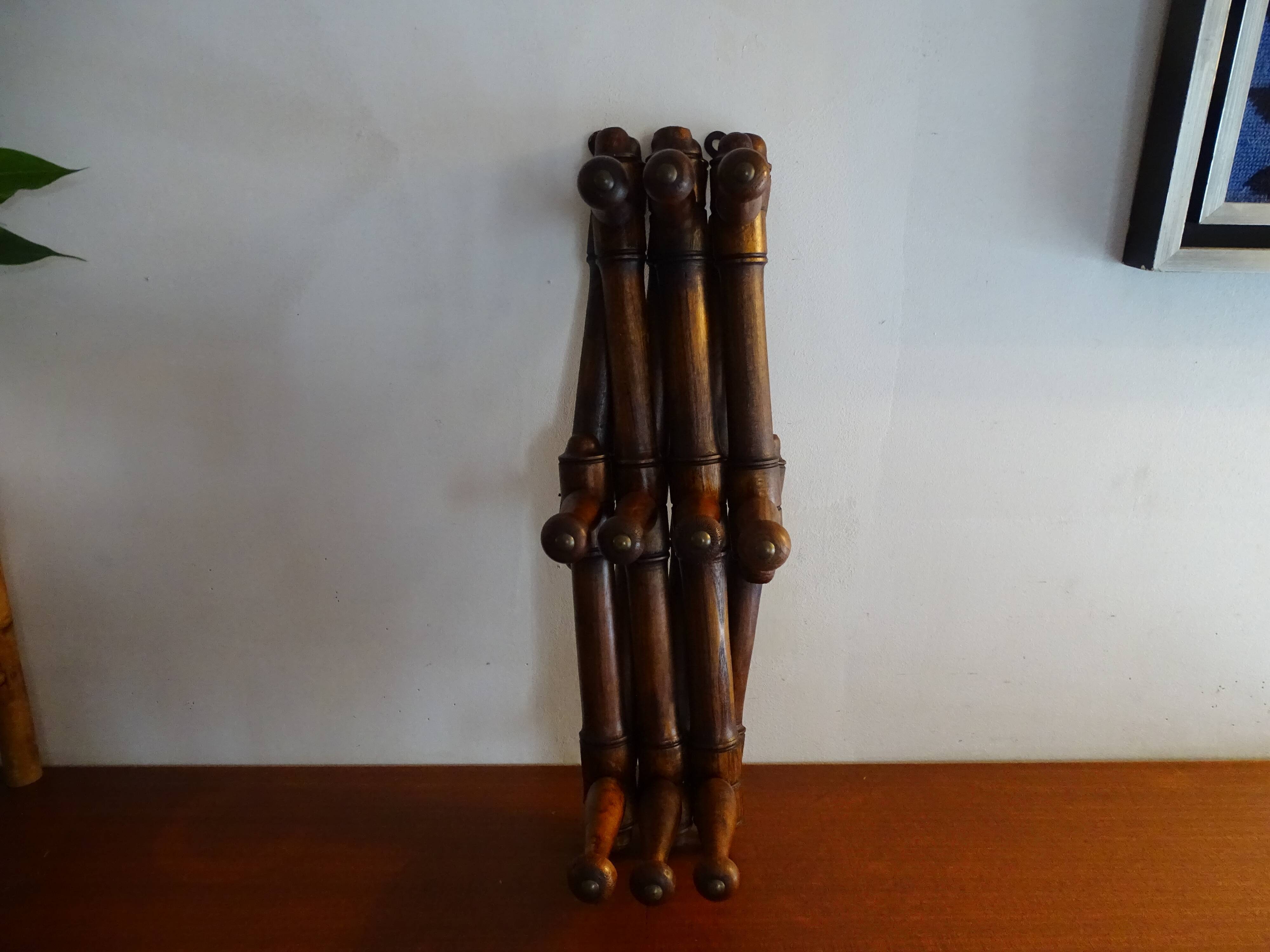Folding wooden wall coat rack 10 hooks