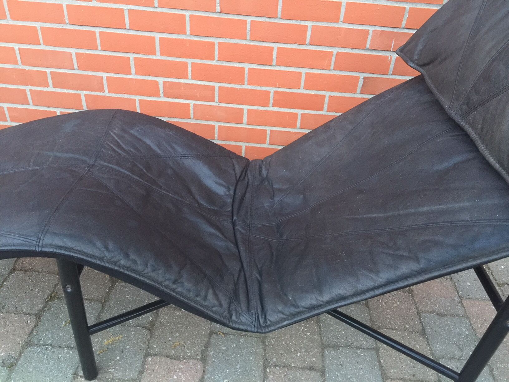 Leather lounge chair  by wrong Björklund  1980 s