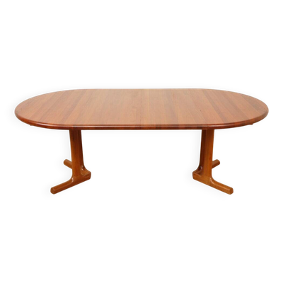 Table à manger ronde extensible danoise vintage en teck massif, Dyrlund