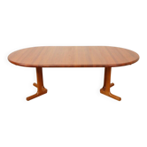 Table à manger ronde extensible danoise vintage en teck massif, Dyrlund