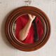 Round old wooden mirror