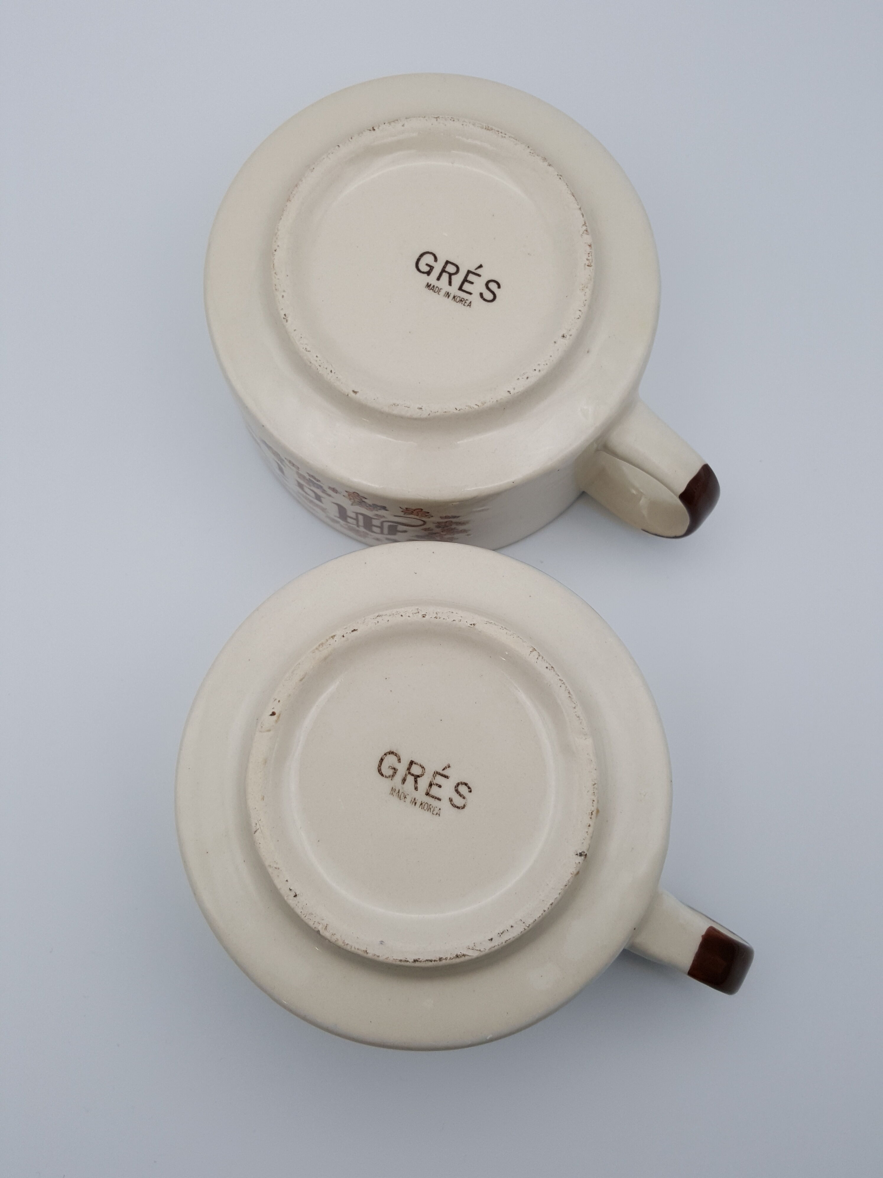 Head to head breakfast sandstone floral decoration you and me cup and saucer