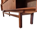 Vintage Teak Wooden Wall Cabinet/highboard With Bar, 1960s