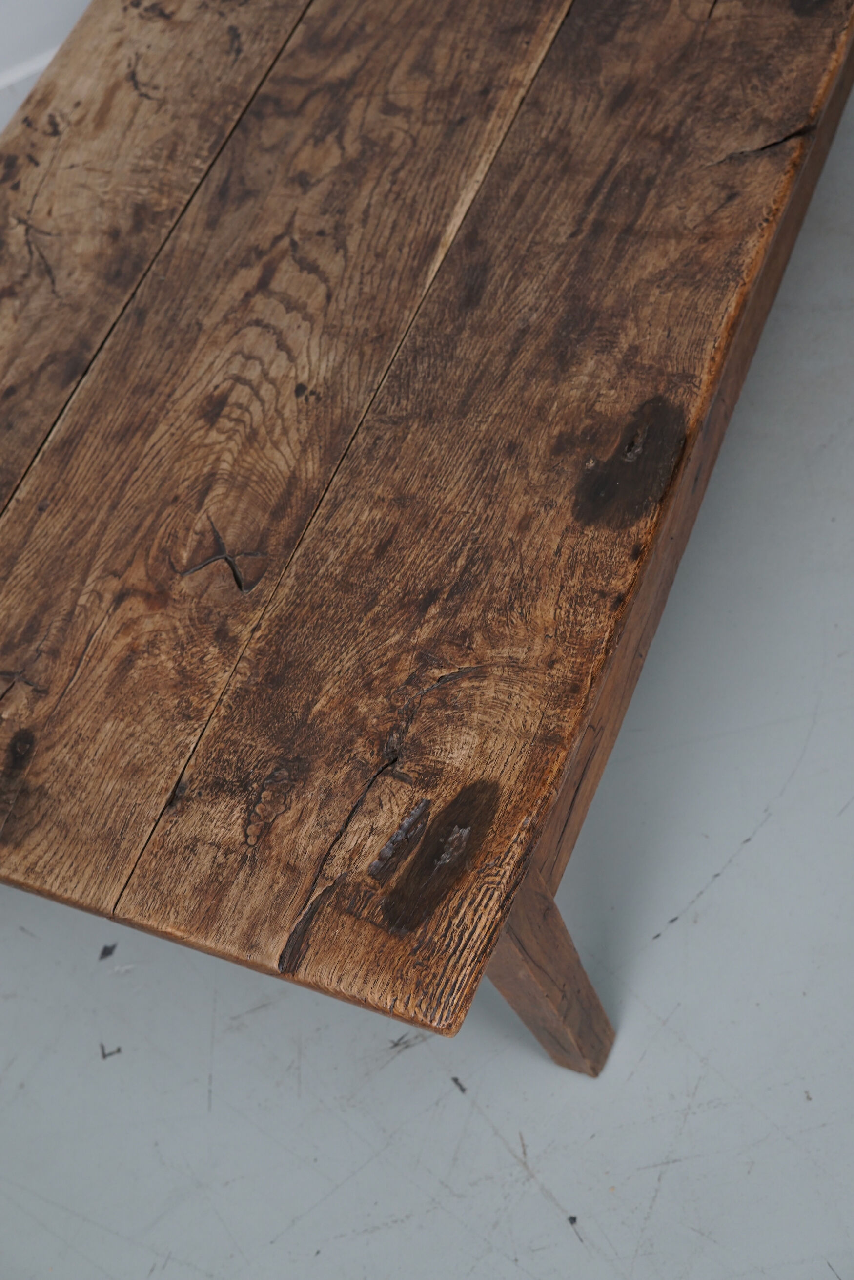 French 19th century farmhouse rustic natural chestnut coffee table