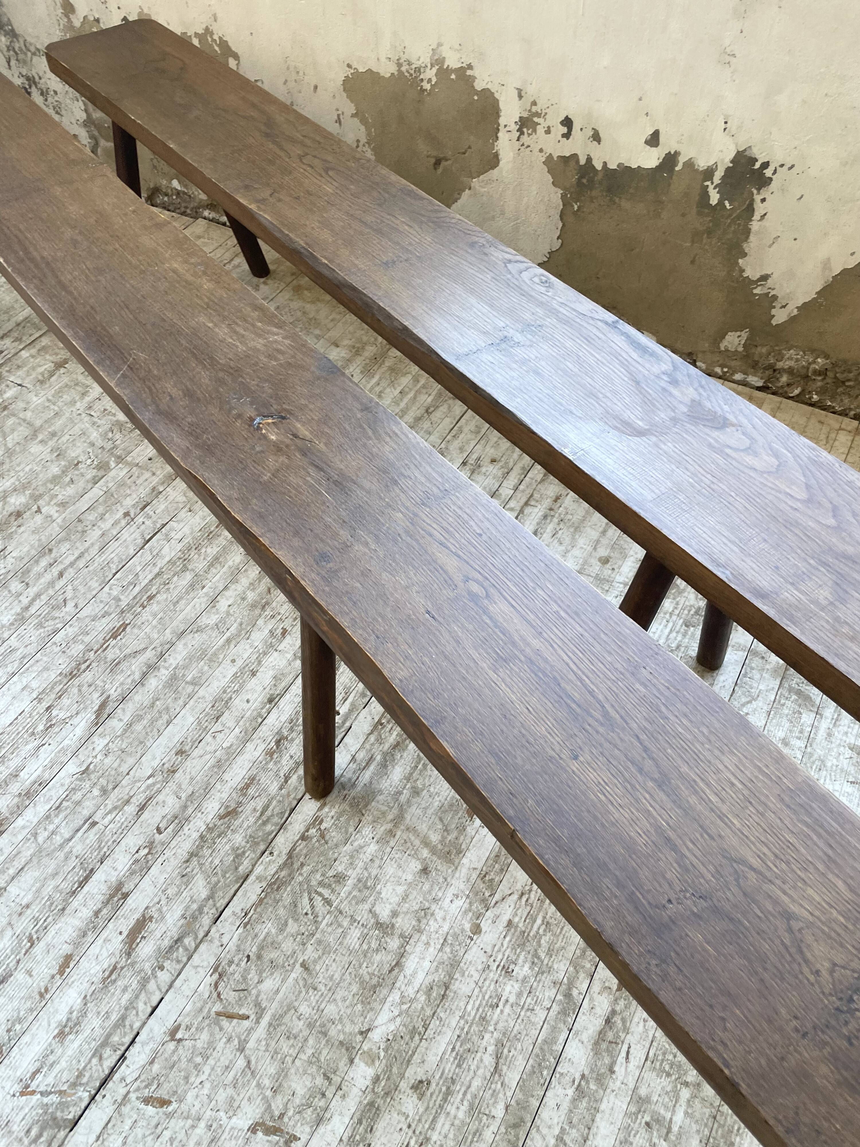 Pair of 3m solid oak farmhouse benches