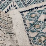 Handmade white blue and beige margoum rug