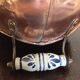 Ancient pink copper pot cover and porcelain handle