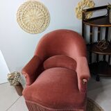 Fauteuil crapaud velours rose