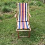 Old deckchair with footrest – toile bayadère