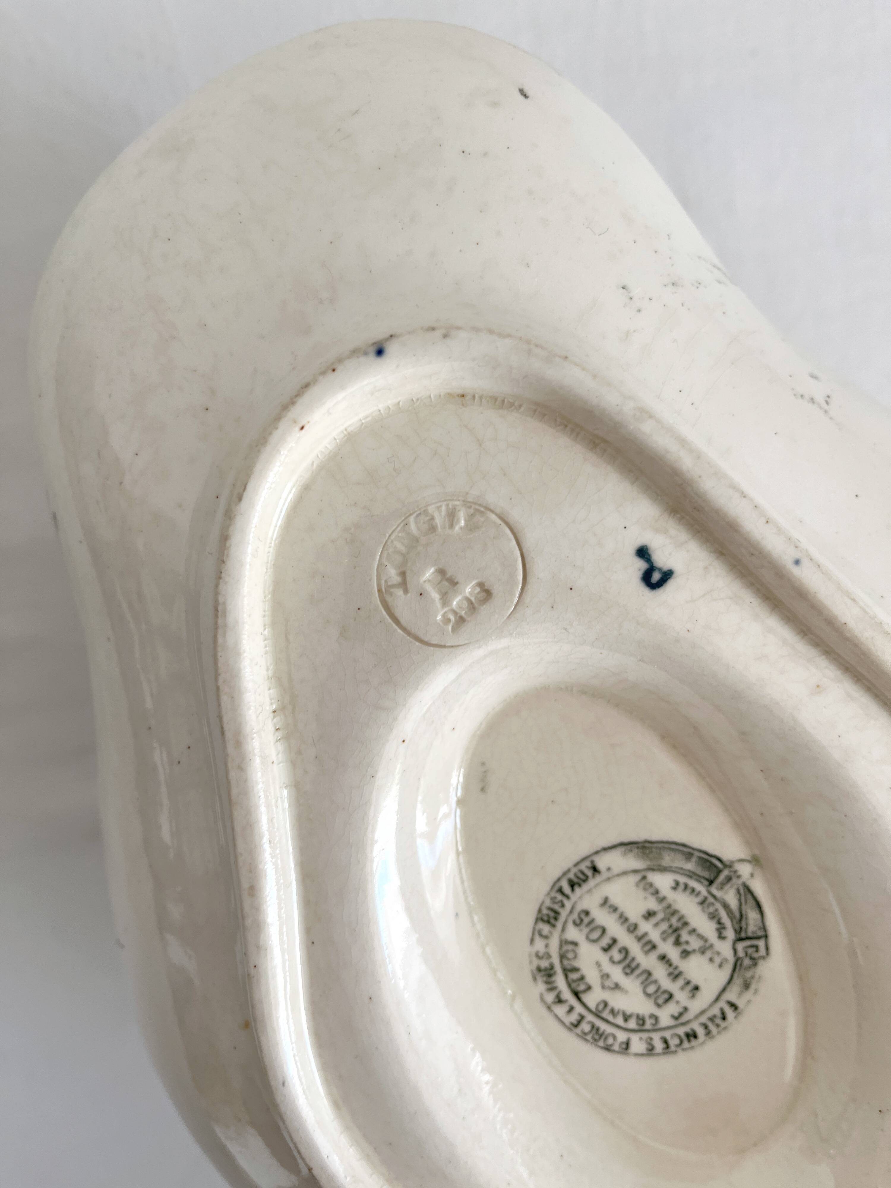 Old iron earthenware sauce boat "Réjane" Longwy