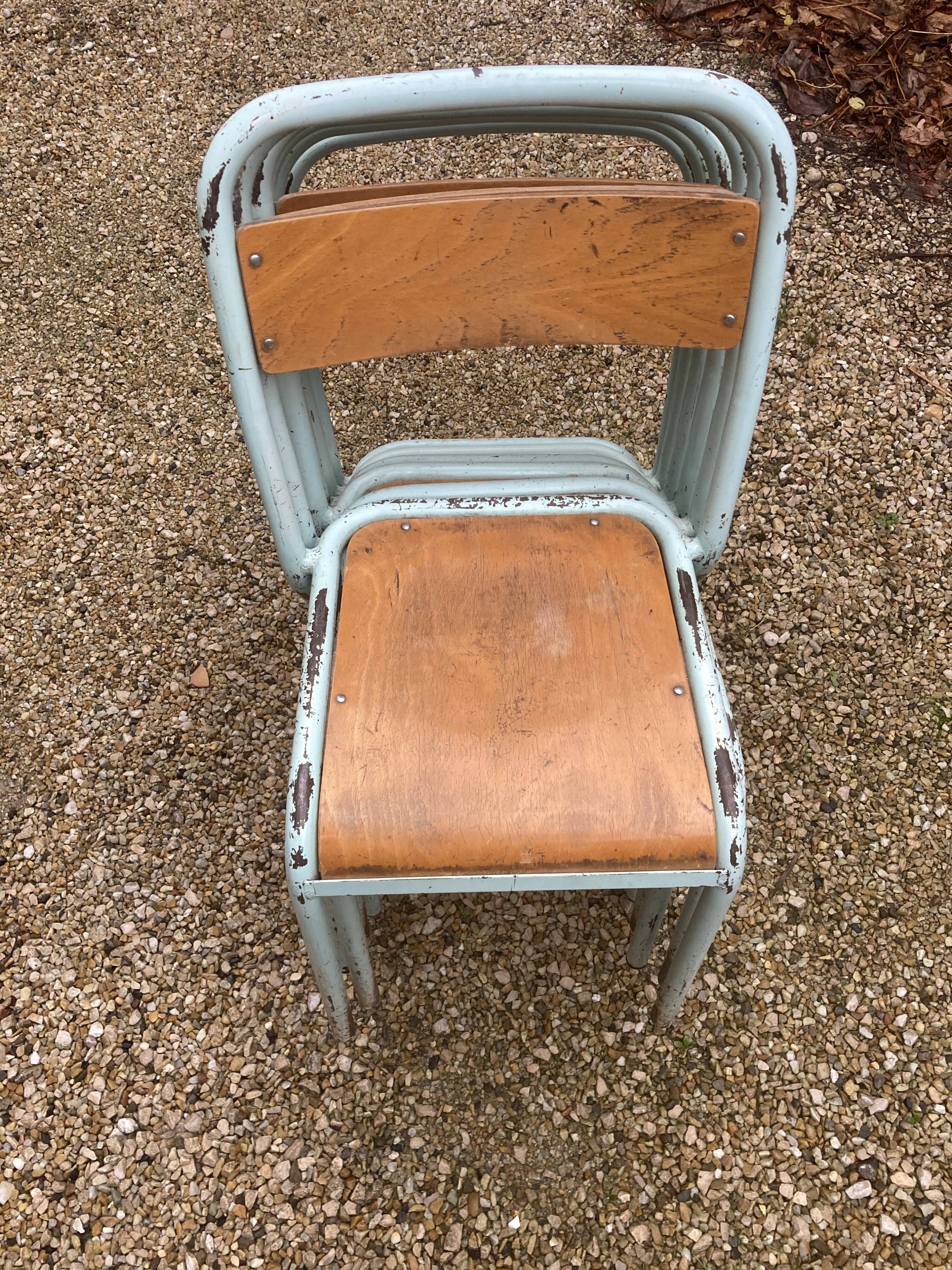 Lot of 6 sky blue Tolix chairs