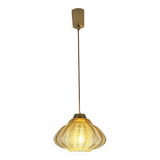 Vintage pendant lamp with amber glass shade