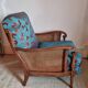 Bridge armchair in wood and cane from the 1950s.