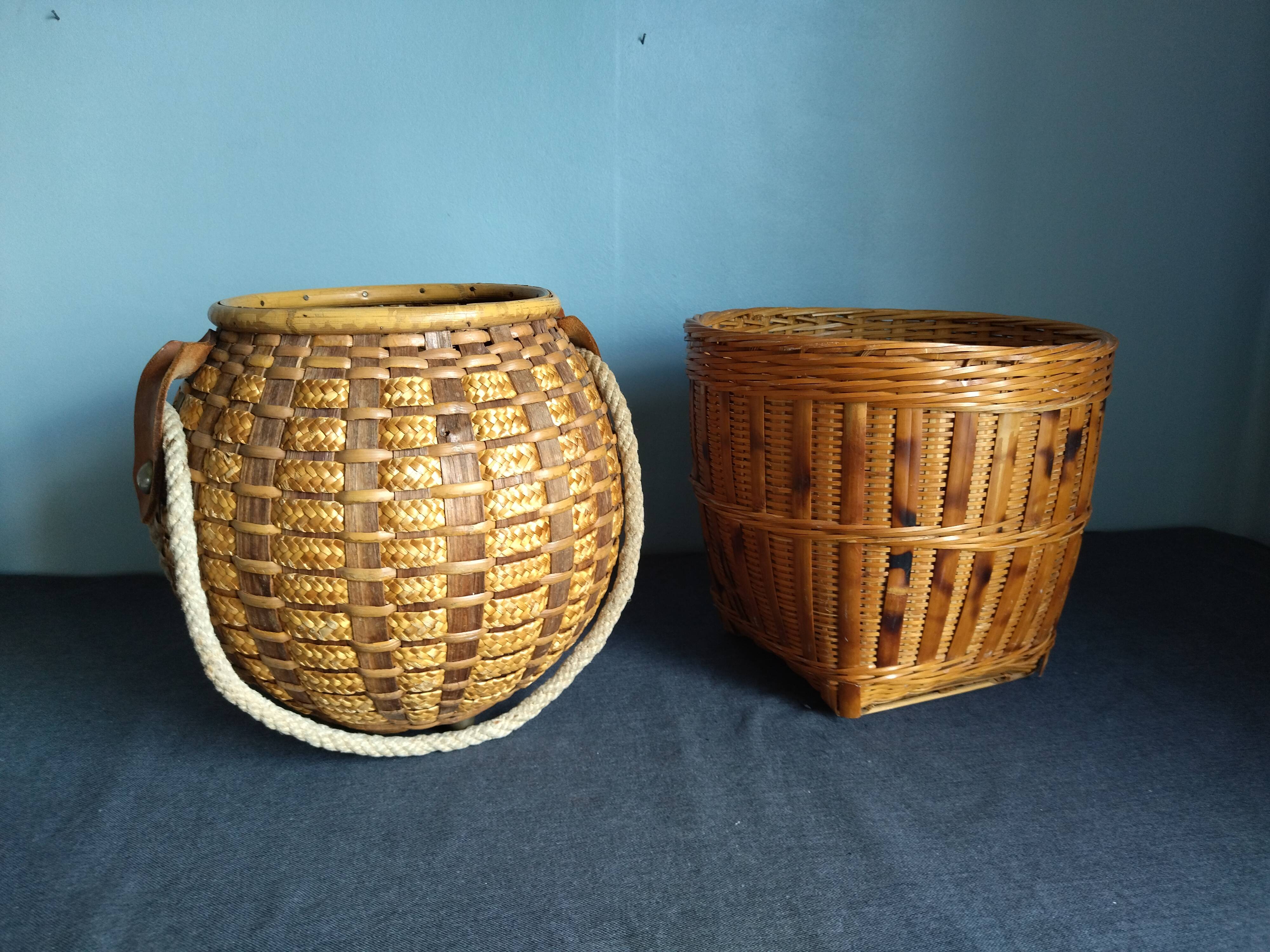 Vintage rattan pot cover