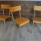 Set of 4 school chairs vintage gray tube