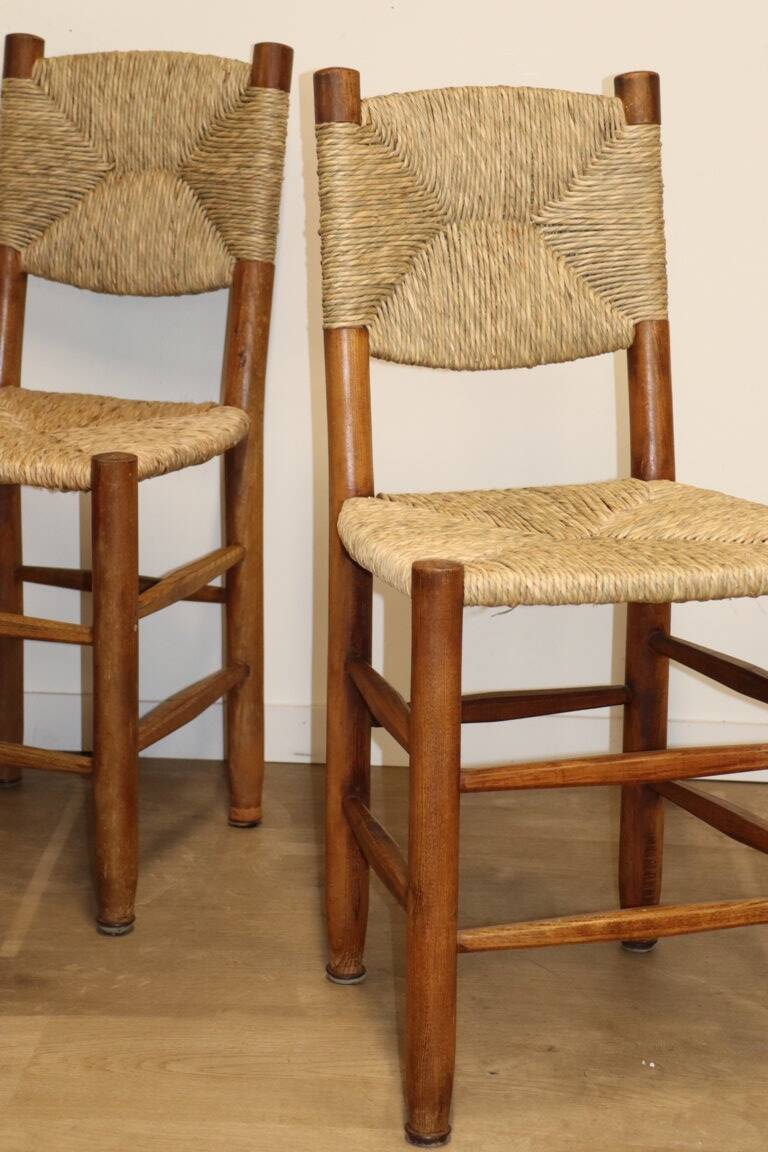 Series of 4 Charlotte Perriand Chairs Model "Bauche" BCB Edition