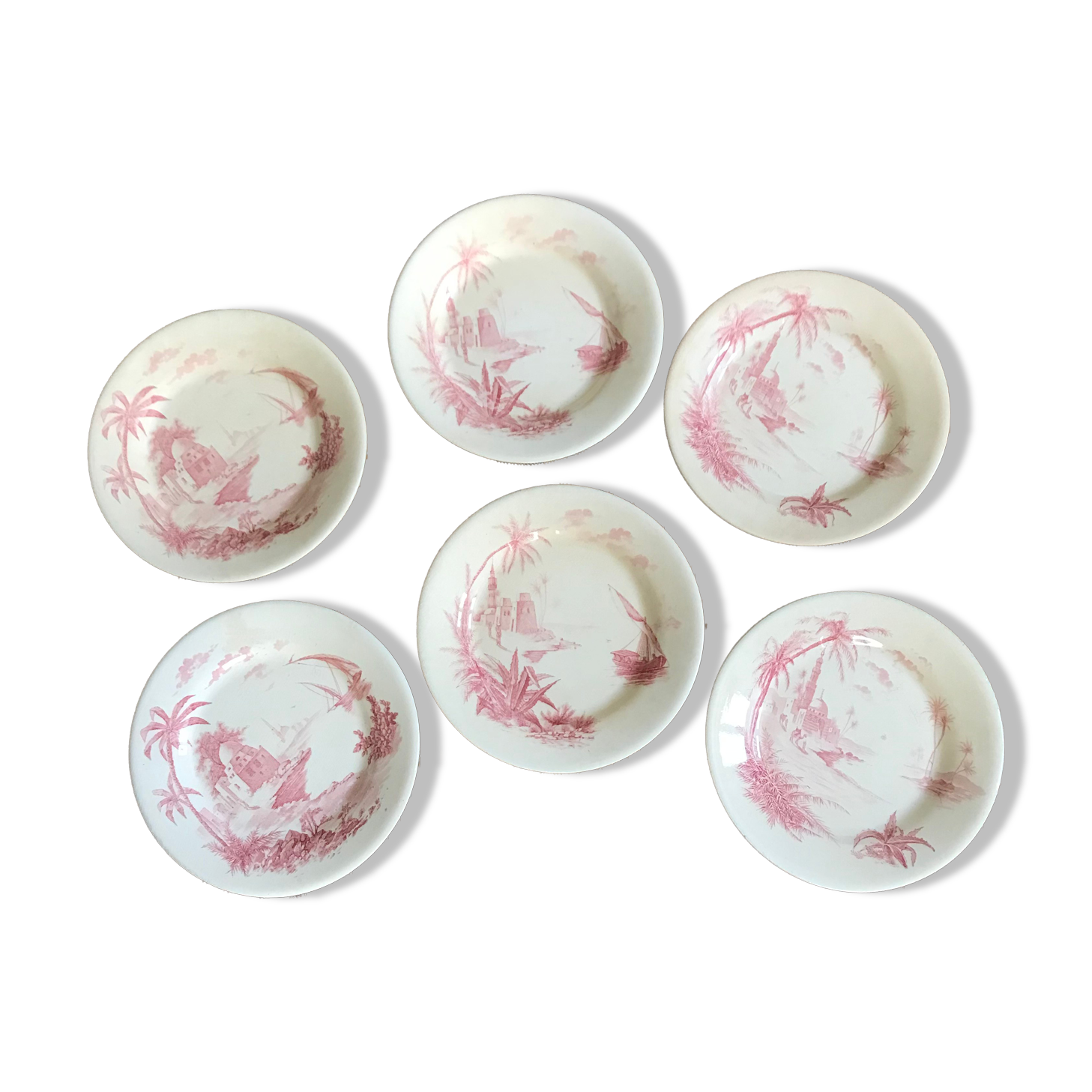 6 flat plates views of shabby pink orient