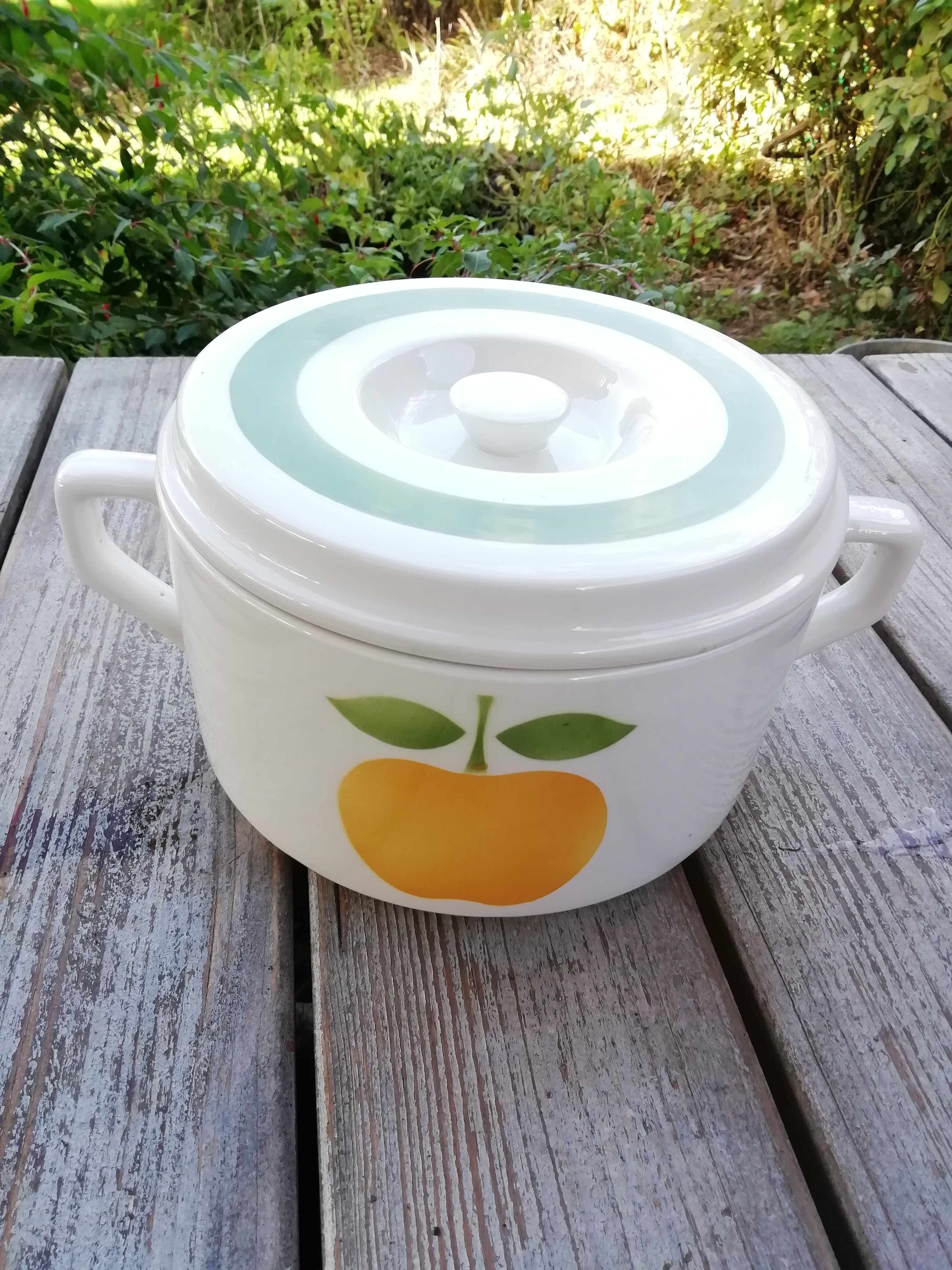 Vegetable soup decorated apple