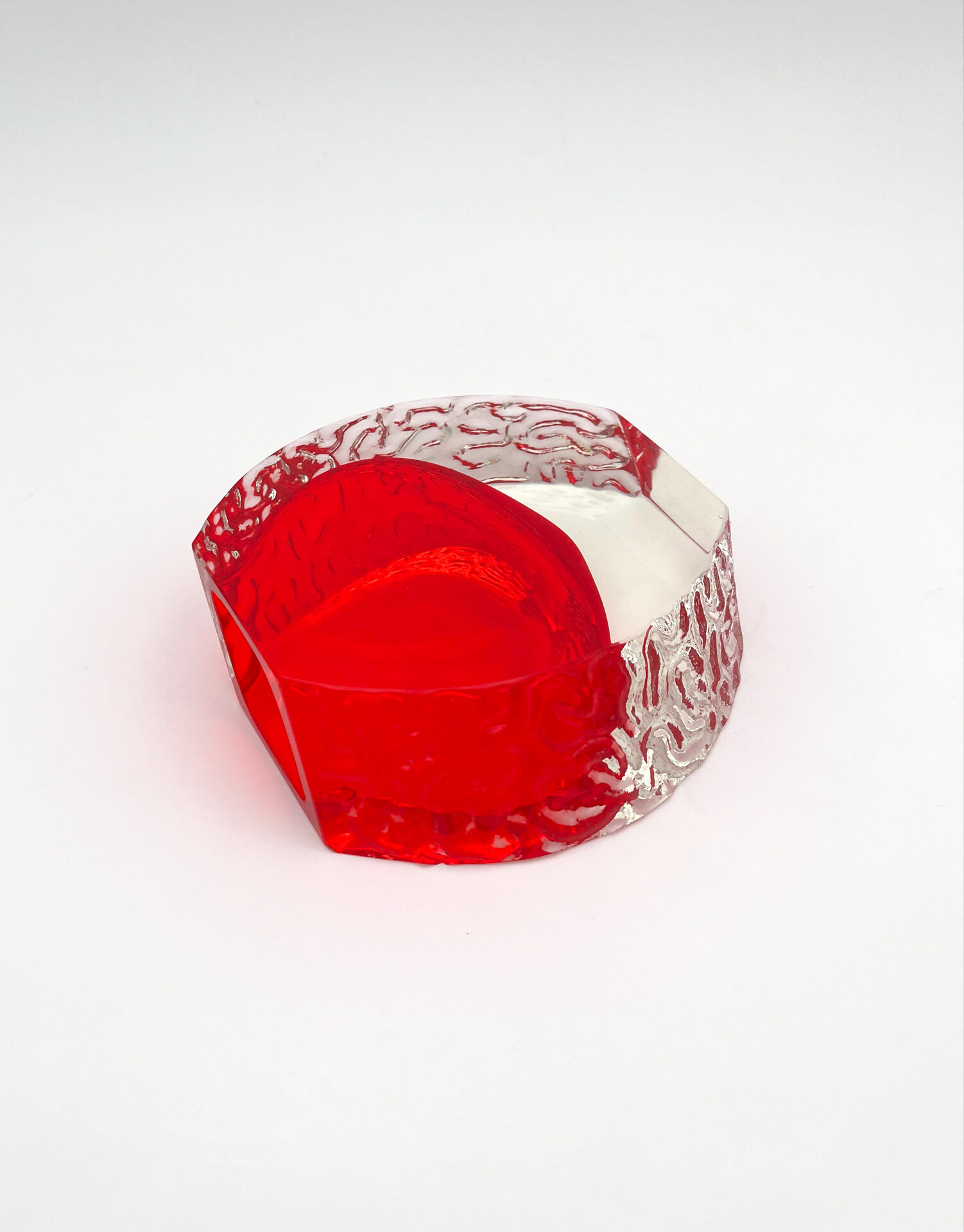 Mandruzzato Murano Vase Sommerso Red Textured Labelled 70s Design