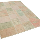 Handmade Oriental Contemporary 172 cm x 242 cm Beige Patchwork Carpet