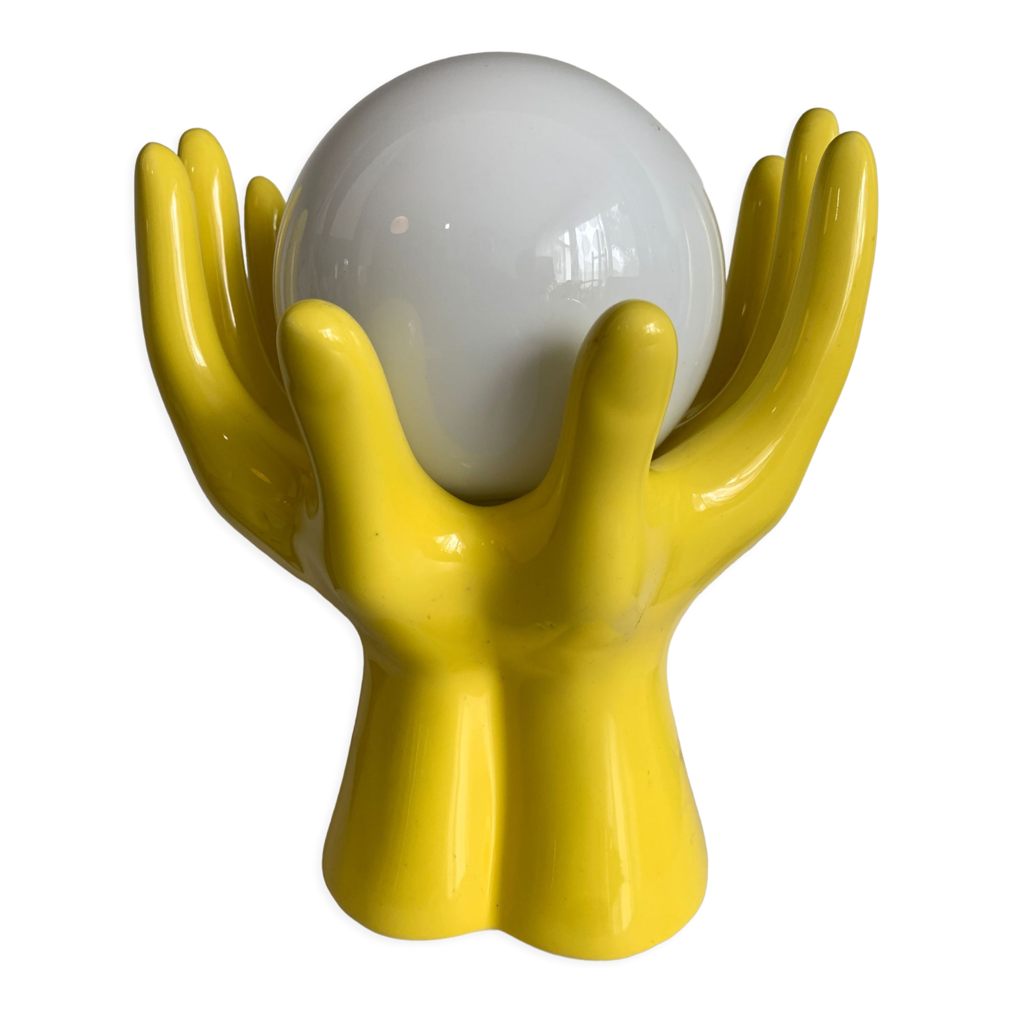 Yellow ceramic hand lamp