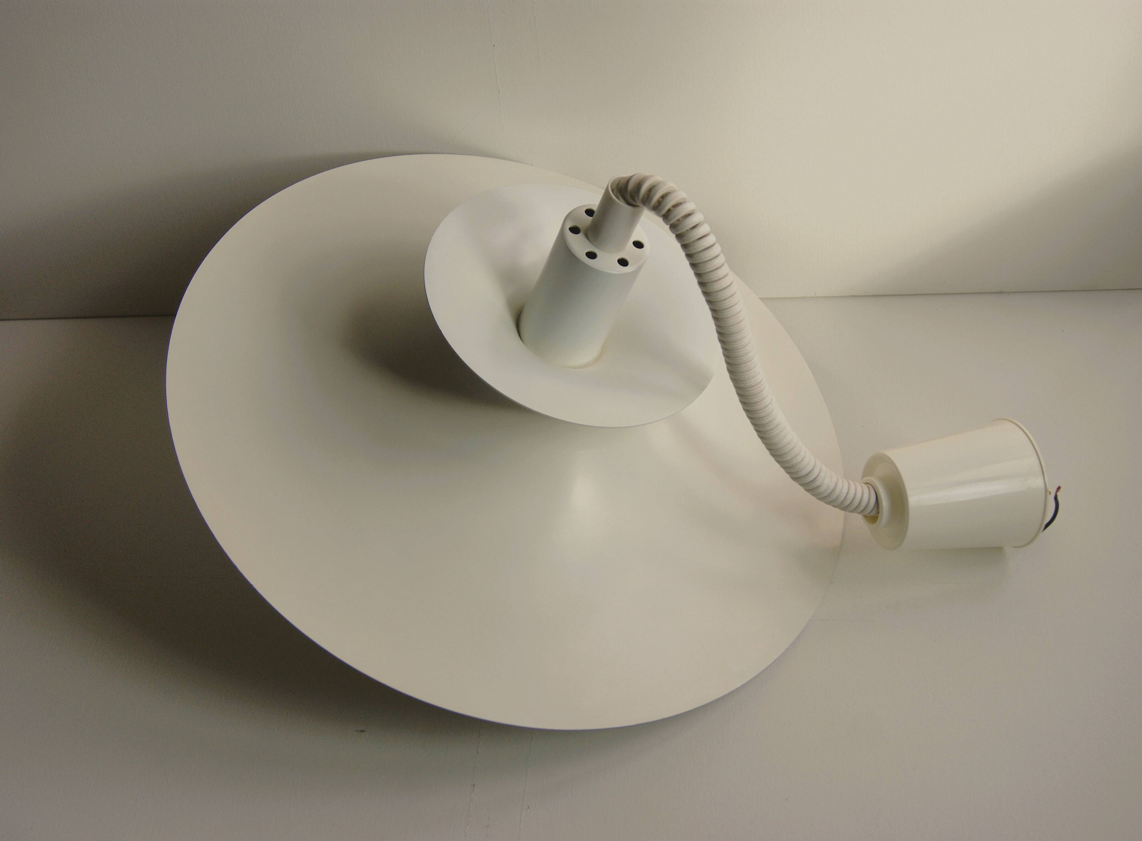 Large white mid-century modern pendant lamp - Frandsen Denmark - 1970s