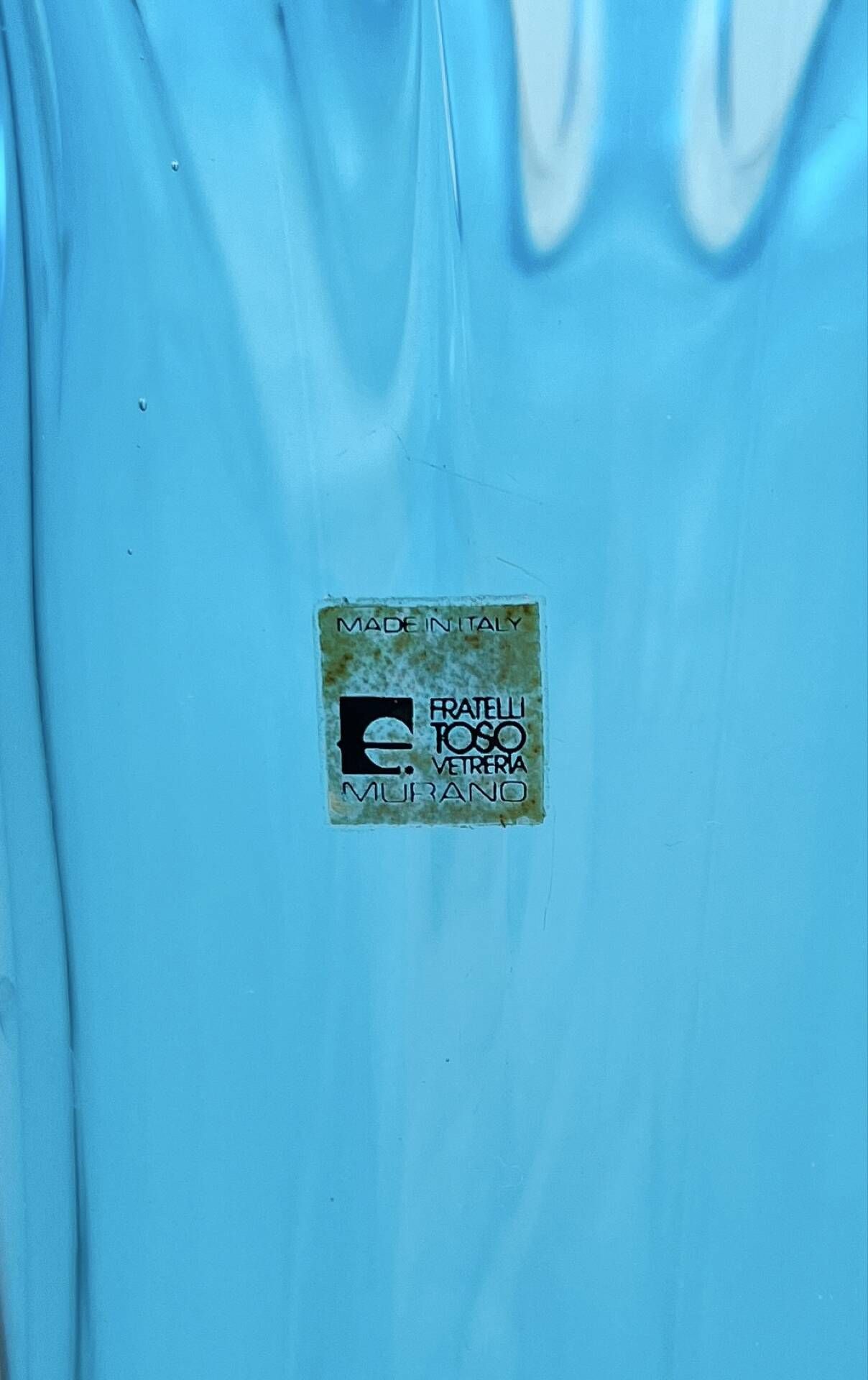 XXL Murano Vase Fratelli Toso Sommerso Blue 44cm 4.7kg Labelled 70s