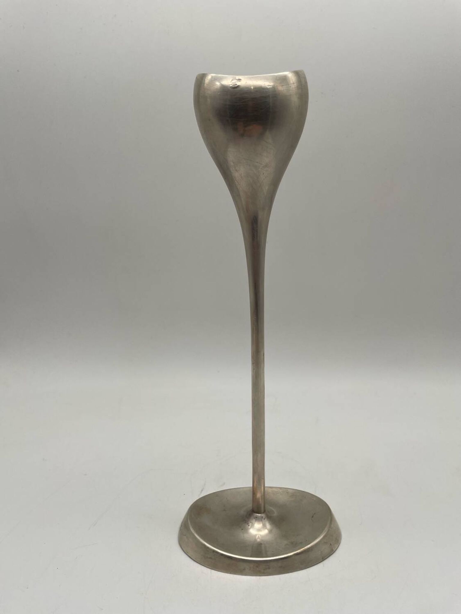 ABSA Danish Modernist Tulip Candle Holder in Silver Metal