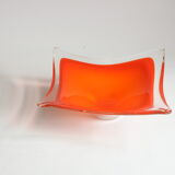Vide poche en verre de Murano carré orange, Italie années 1970.
