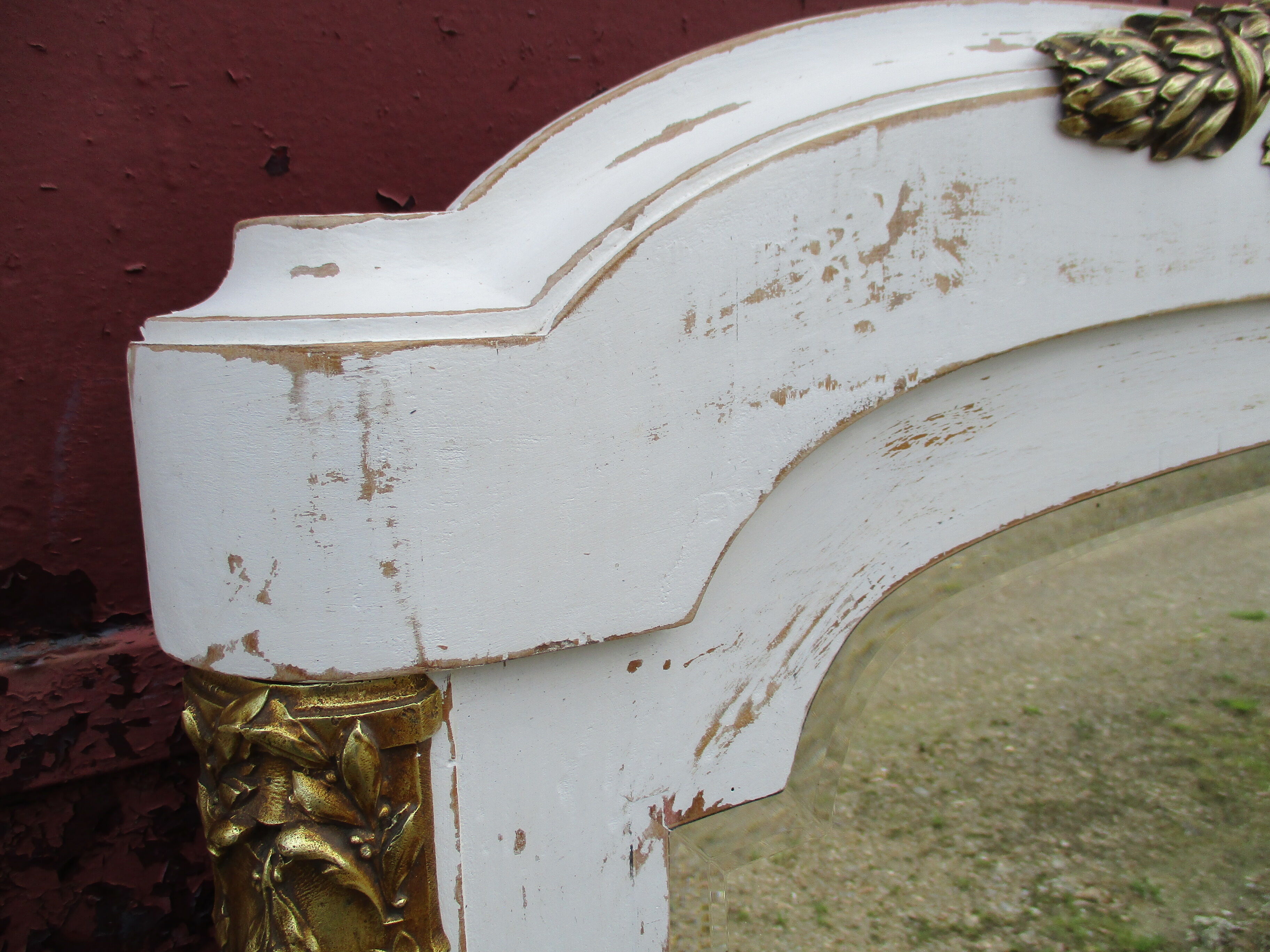 Old mirror white patinated fireplace top