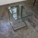 Table d’appoint verre, chrome  « Gebra », années 80, étiquette d'origine