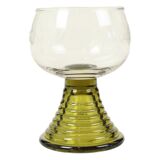 Set of 4 Vintage Roemer Etched Glasses Green Base Germany