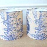 Pair of blue Toile de Jouy lampshades
