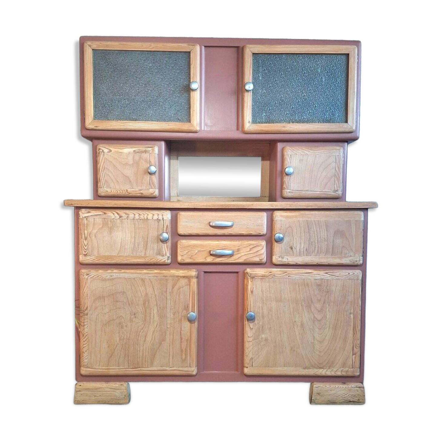 Mado two-body vintage kitchen buffet from the 1950s – cathedral glass