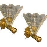 Murano Glass Brass Sconces Set of 2 1960’s