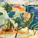 Mid-Century coloured enamelled ceramic tile art panel, Anduze