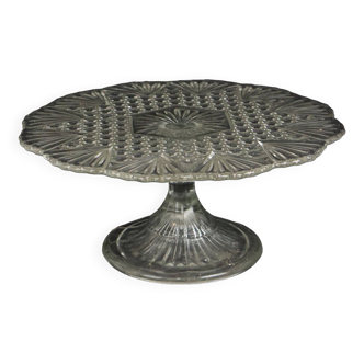 Clear Art Deco Cake Stand Pressed Glass Vintage Cake Stand