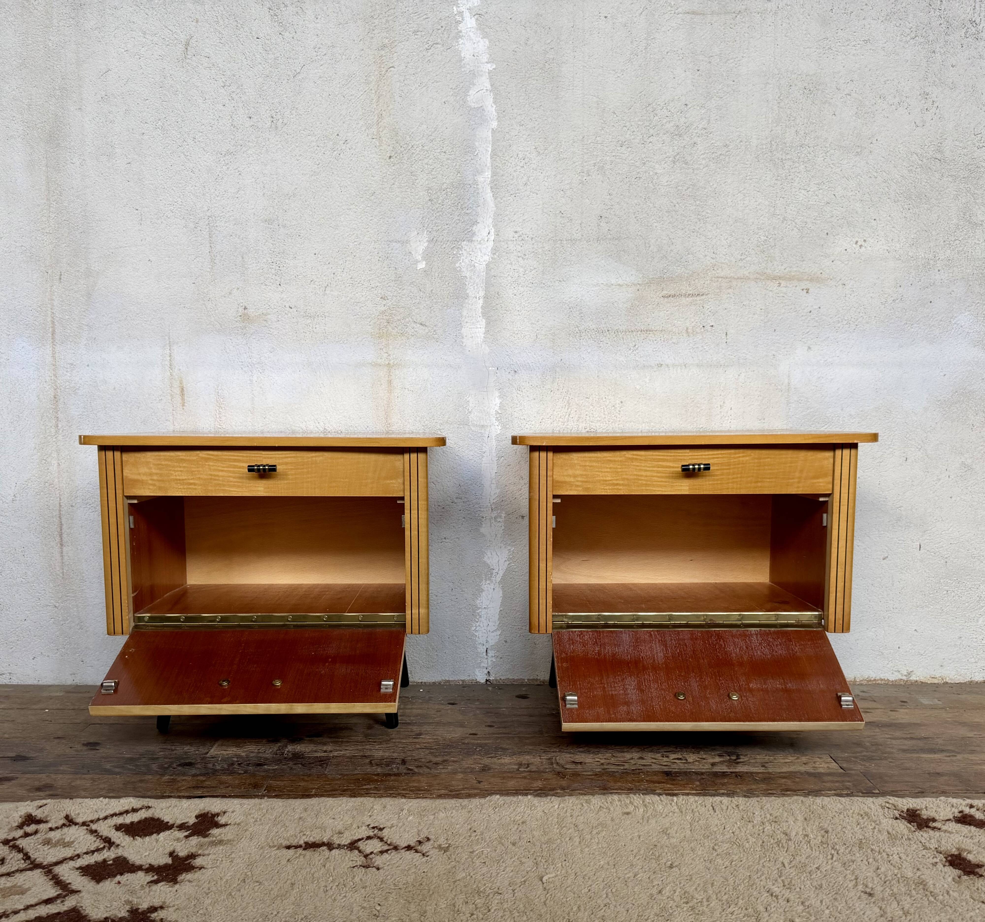 🌟 Vintage 1960s bedside tables – 1 drawer & 1 hinged door 🌟