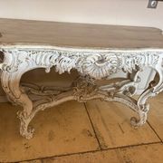Large carved white wooden console