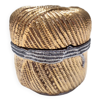Postmodern Gold and Silver Ceramic Trinket Bowl / Box by San Marco, Italy