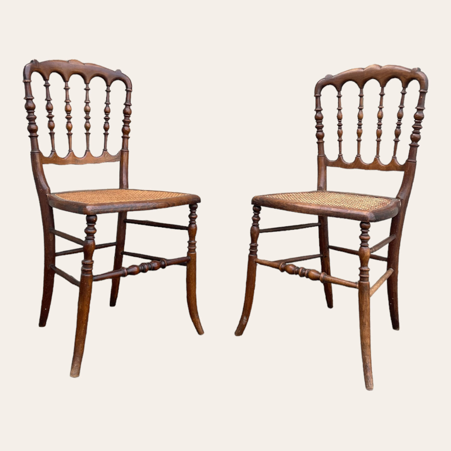 Set of 2 Chaviari Napoleon III cane chairs