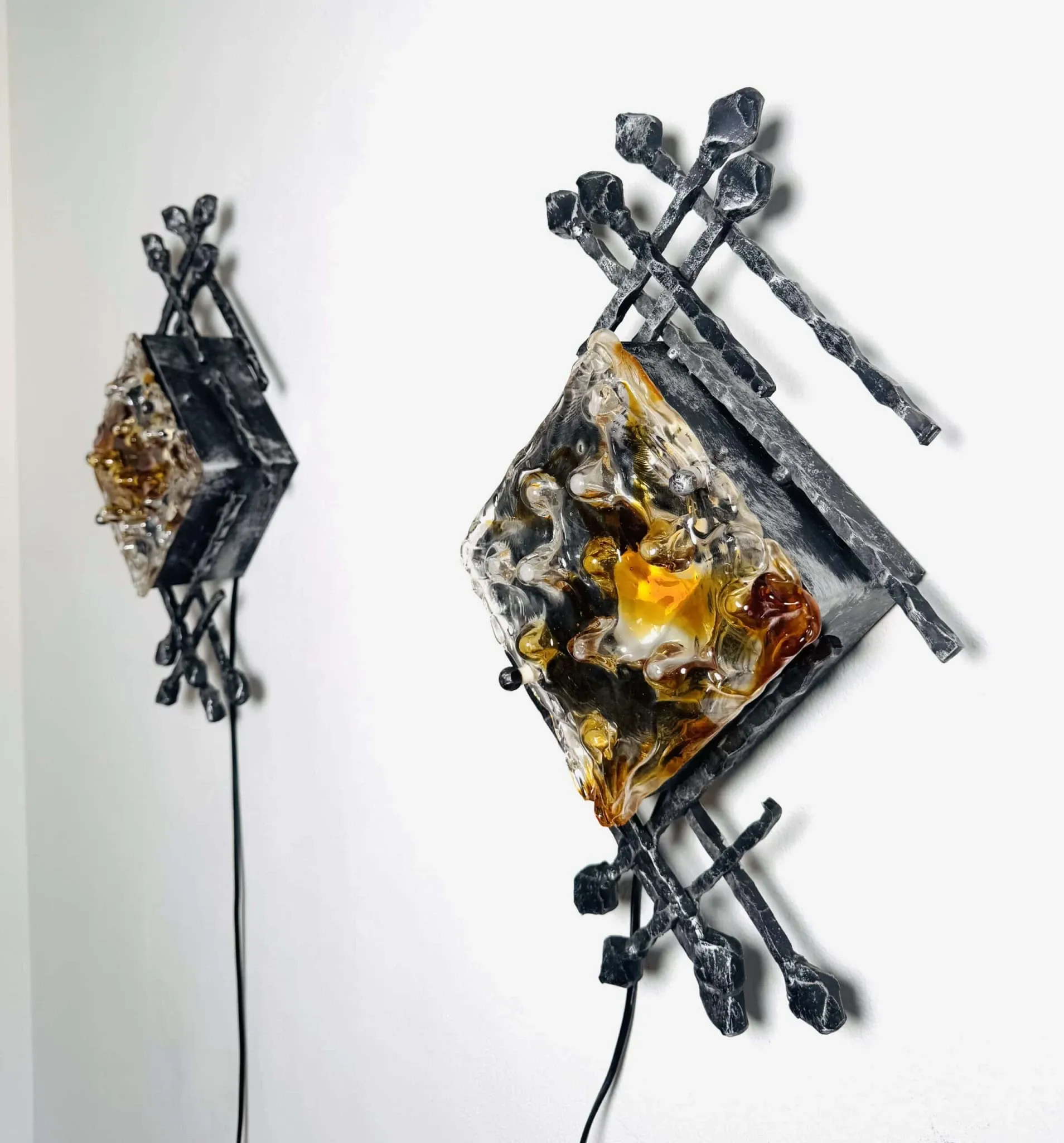 Brutalist Wall Lamps By Tom Ahlström And Hans Ehrlich For A + E Leuchte, Sweden Circa 1960S