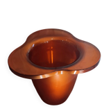 Vintage iridescent orange glass vase, 70s design