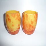 Paire de petits vases pâte de verre signée Daum Nancy France