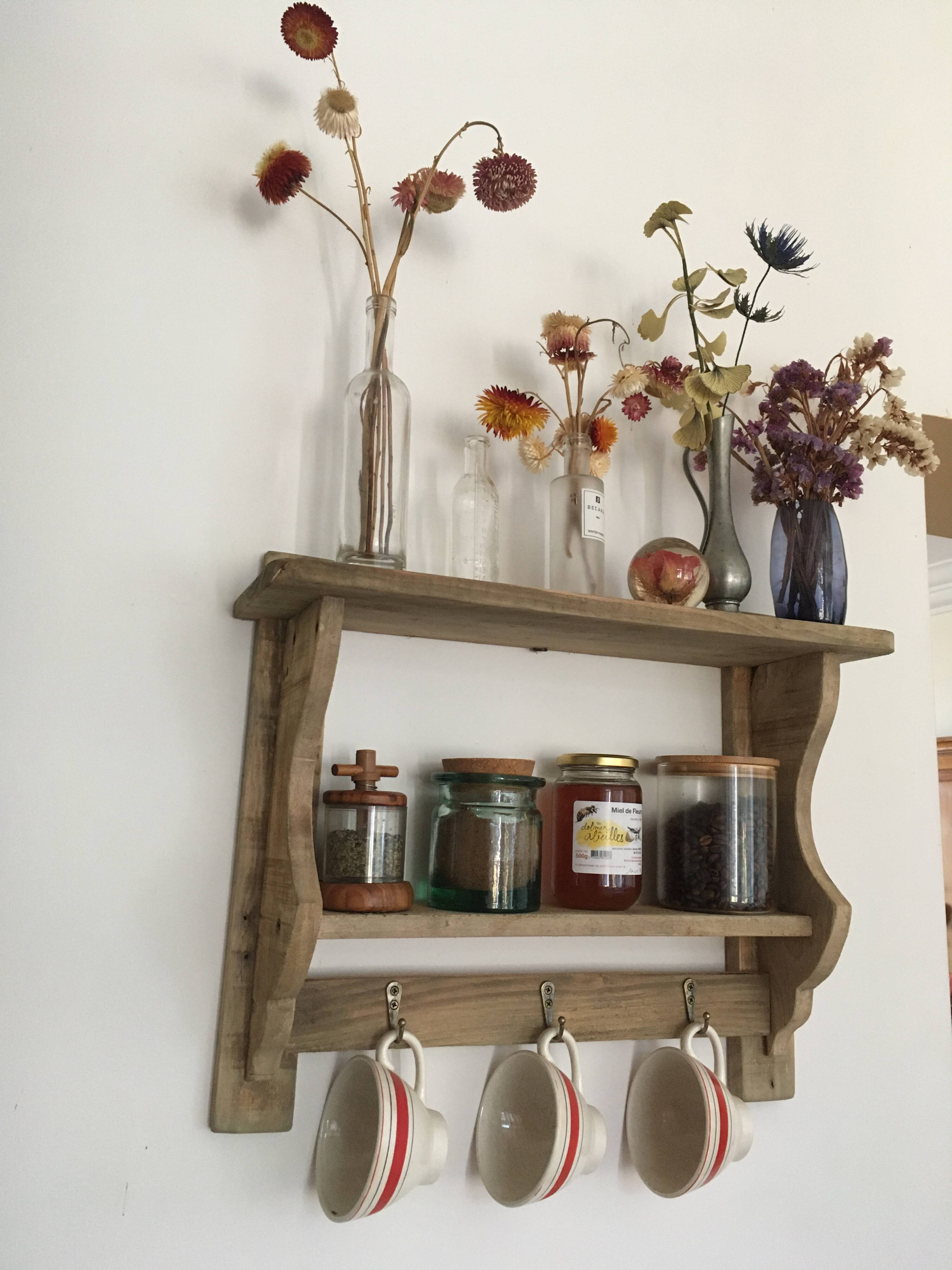 wall-mounted bakery shelf