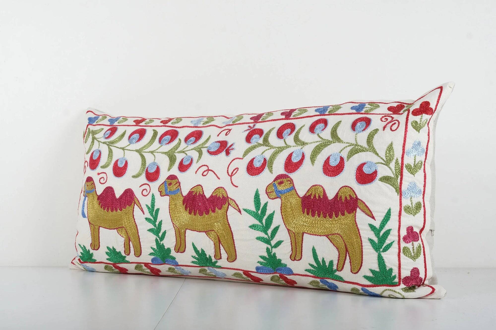 Vintage embroidered cushion cover 46x97 cm